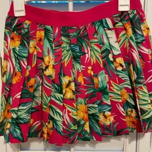 Pink and Yellow Pleated Skater Mini Skort
